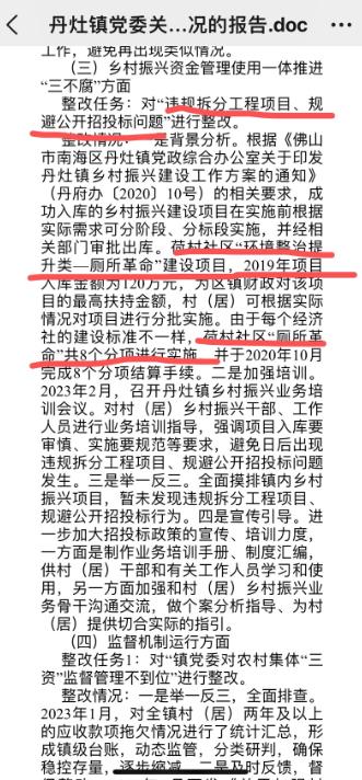 广东佛山丹灶镇荷村书记徐铨昌被上级巡察出多